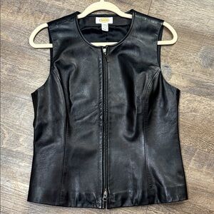 Talbots Vintage Black Soft Leather Zip Up Moto Biker Jacket Women 6
